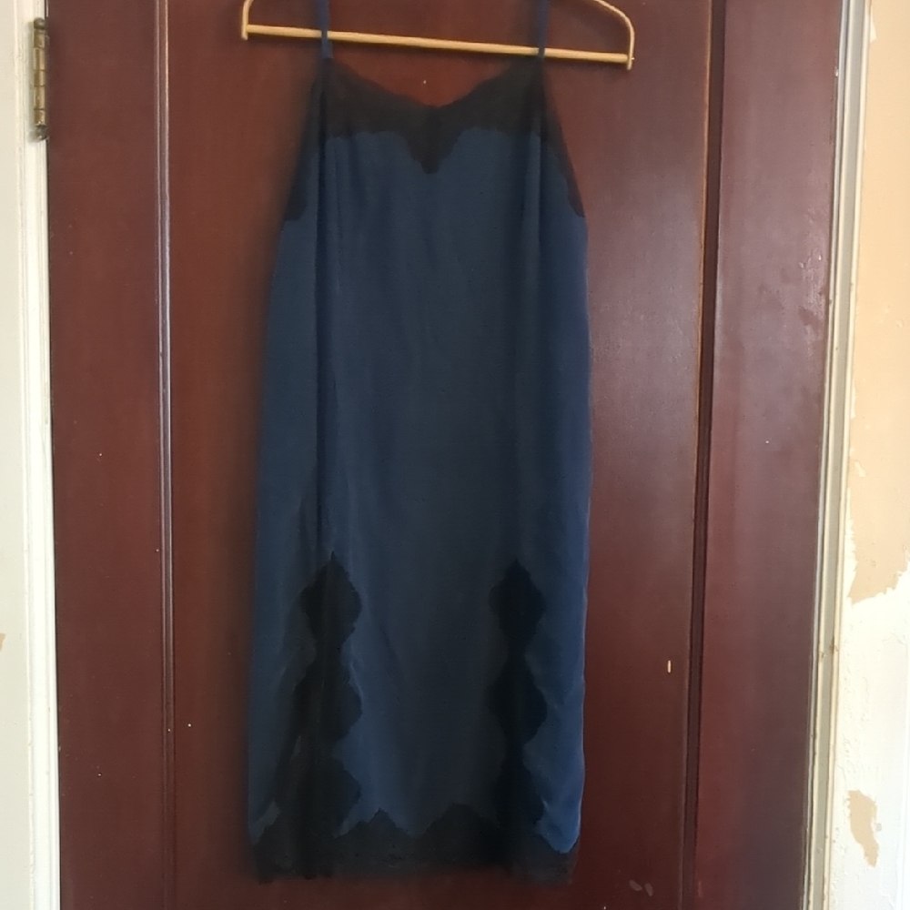 Navy Lace Slip Dress
